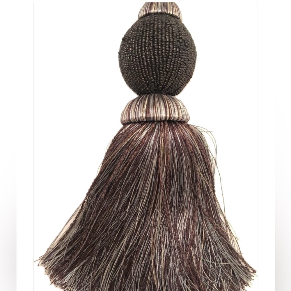 4 Gray, Light Blue & Brown Tassel Holdbacks